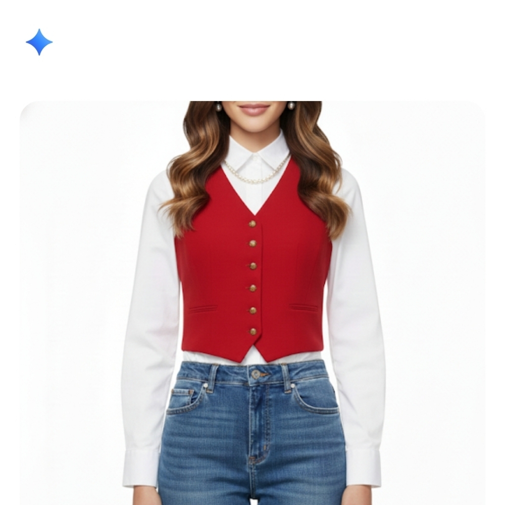 Vtg Lauren Ralph Lauren Red Vest with Gold Buttons - Picture 12 of 12